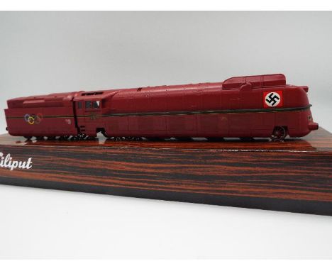 Liliput - a rare HO scale model of a German steam locomotive 4-6-4 and tender, 1939 Olympic Games livery with Swastika decal,