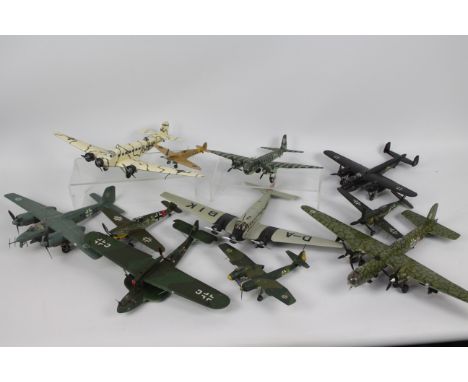Airfix - A collection of 10 x pre built WWII aircraft kit models in various scales including Heinkel He-177, Dornier 18 Flyin