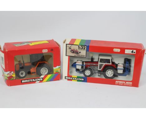 Britains - Two boxed Britains 1:32 scale diecast model tractors. Lot consists of Britains #9615 Massey Ferguson Tractor & Cro
