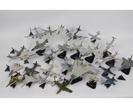 Atlas, Deagostini, Corgi , Fabbri - A fleet of over 30 unboxed mainly unmarked diecast model military aircraft in various sca