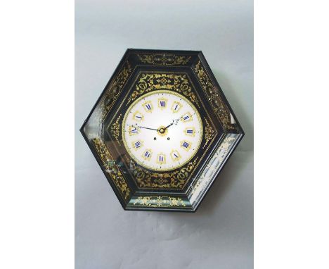A FRENCH WALL CLOCK dial cream painted and set with enamel numerals within gilt cartouches, movement striking on a gong, case