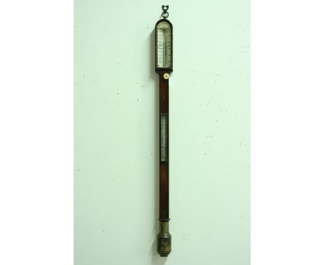 A SHIP'S BAROMETER in rosewood case, by Parnell, Hermitage Bridge, London, with ivory indicator plate, thermometer and turned