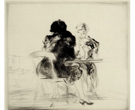 •EDMUND BLAMPIED (1886-1966) A HOLIDAY MORNING (Arnold & Appleby 166) Drypoint, 1928 20 x 22cm.; with a pen and ink drawing o