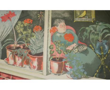•JOHN NASH (1893-1977) WINDOW PLANTS Colour lithograph, 1945, from the `School Prints` series 49 x 75.5cm. ++ Generally good 