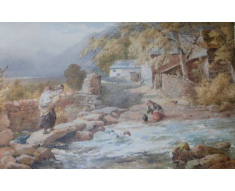 JOHN HENRY MOLE (1814-1886) FETCHING WATER Signed and dated 1876, watercolour and pencil 33 x 51.5cm. ++ Slightly faded; a li