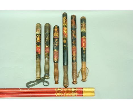 A VICTORIAN TRUNCHEON painted with a crown above V R monogram and N.E.R. Darlington Section in a cartouche 15.75" (40 cms) Th