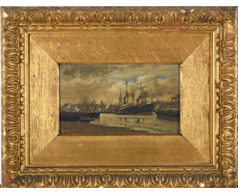 FREDERIC ALMORE WINKFIELD (Fl.1873-1920) SHIPPING BELOW ST. PAUL'S; BOATS ON THE EMBANKMENT A pair, both signed and inscribed