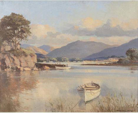 Maurice C. Wilks RUA ARHA (1910-1984)Evening Light, Killarney, Co. KerryOil on canvas, 40.5 x 51cm (16 x 20)Signed. Inscribed