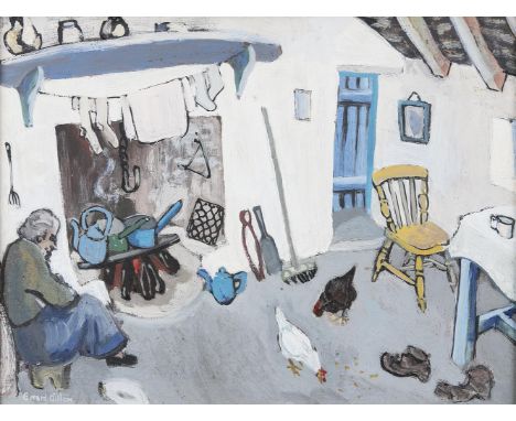 Gerard Dillon (1916-1971)Cottage InteriorOil on board, 30 x 40cmSigned; Inscribed with title versoBorn in Belfast, Gerard Dil