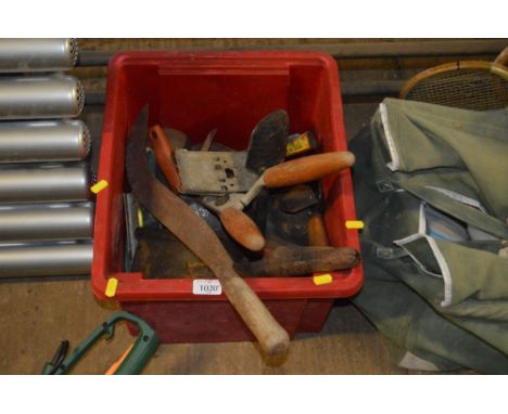 A box of various hand tools 