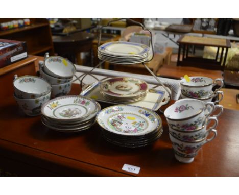 A quantity of Copeland and Spode "Peacock" patterned tea ware; cake stand etc.