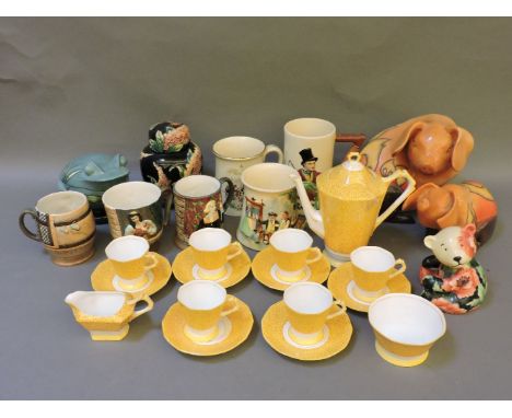 Assorted ceramics, including Tuscan china 'Plant' pattern teaset, Crown Devon, Beswick, Carlton Ware, Country Artists animals