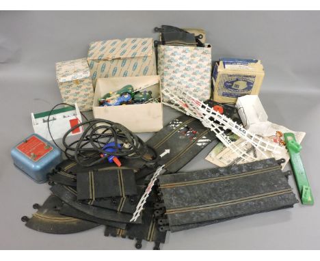 A collection of vintage Scalextric cars, track, etc