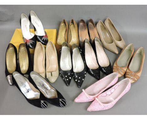 A collection of vintage designer shoes, including Russell and Bromley