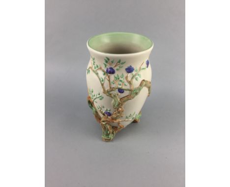 CLARICE CLIFF OVOID VASE, for Newport Pottery, relief moulded with blossoming trees, 19cm high