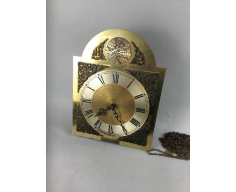 REPRODUCTION BRASS WALL CLOCK, 34cm high, along with two brass mantel clocks (3)