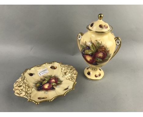 AYNSLEY CERAMIC LIDDED VASE AND COMPORT, the vase 23cm high