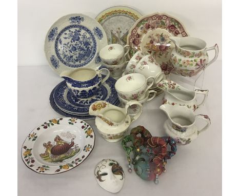 A collection of assorted antique &amp; vintage ceramics. To include 4 Victorian milk jugs; 6 bone china Duchess "June Bouquet