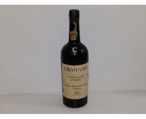 A bottle of Graham's 1963 Vintage Port bottled in 1965.