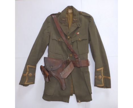 A WWI British Army dress uniform jacket worn by 2nd Lieut. G. F. Spence, West Yorkshire Regiment (some holes) together with a