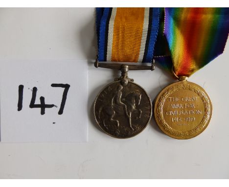 A WWI British Army Medal duo, War &amp; Victory Medals  awarded to  54283 Corporal  R.B. Brown, Royal Engineers.  (2)