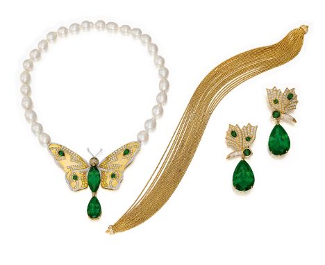 JOSEF KIELTurmalin-Set: Collier und Ohrhänger. Herkunft: Deutschland, Köln. Datierung: Um 1990. Material: 750/- Gelb-, Weißgo
