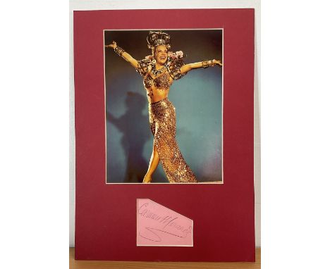 Carmen Miranda 16x12 overall mounted signature piece includes signed album page and a fantastic colour photo mounted to a pro