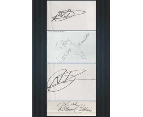 Dr Who collection of signed 4 pages signatures include: Noel Clarke (x2) who played Mickey Smith, Bernard Cribbins who played