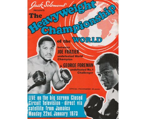 Boxing Vintage Programme From Joe Frazier V George Foreman on Monday 22nd January 1973 in Jamaica. Good Used Condition. Good 