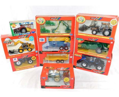 Ten boxed mostly Britains diecast scale models of agricultural interest including tractors &amp; other accessories 