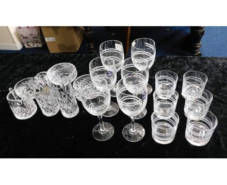 A set of six Edinburgh crystal wine glasses &amp; whisky glasses twinned with Irish &amp; other crystal &amp; Inkwell