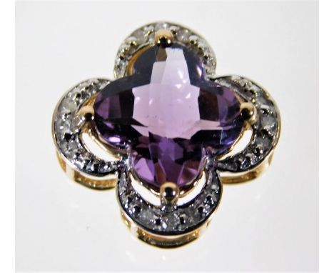 A 9ct gold amethyst &amp; diamond pendant 2.6g