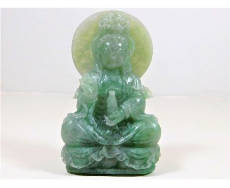A well carved jade Tibetan figure of Buddha 4.5in tall