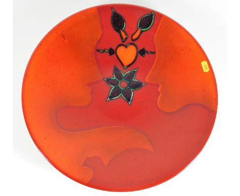 A large Uri Geller designed Poole pottery bowl 16in diameter