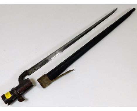 A 19thC. socket spike bayonet with scabbard