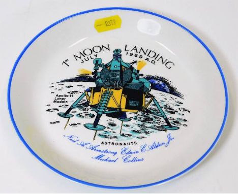 A Crown Ducal first moon landing July 1969 commemorative plate 7.125in diameter