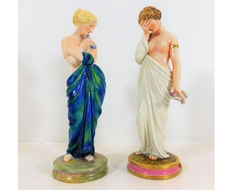 Two Royal Worcester porcelain figures, "Joy" by James Hadley &amp; "Sorrow", approx. 10in tall