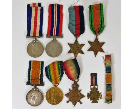 A WW1 medal set awarded to 132244 SPR A. Knott R. E. twinned with an unappointed WW2 set from same family