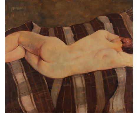 Jaeckel, Willy (Breslau 1888 - 1944 Berlin),"Liegender Akt", Öl auf Leinwand, signiert und datiert links unten W. Jaeckel 30,