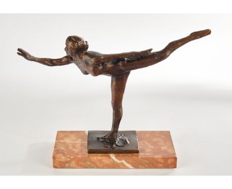 Degas, Edgar (1834 - 1917), nach,"Kleine Arabesque", Bronze, braune Patina, posthum im Wachsausschmelzverfahren gegossen, num