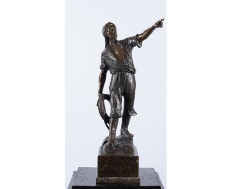 Beck, Ernst (1879 Altlengbach - 1941 Wien, österreichischer Maler, Graphiker und Bildhauer),"Arbeiter", Bronze auf Steinsocke
