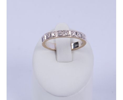 Halbmemoire-Ring, 14kt Weißgold, 10 Brillanten zus. ca. 0.25 ct., ca. 3.1 g, RM 54Zertifikat anbei