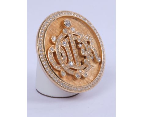 Brosche, Vintage Christian Dior, mit Strassbesatz, ø ca. 5.0 cm