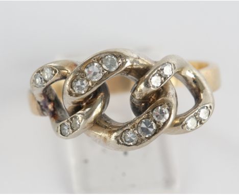 Ring, wohl 14kt Gelbgold/Weißgold, Diamanten, ca. 6.12 g, RM 60