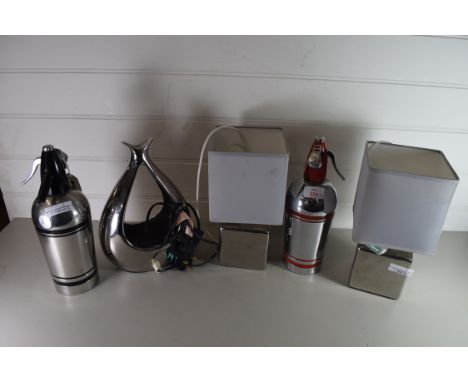 MIXED LOT COMPRISING PAIR OF TABLE LAMPS, TWO SODASTREAMS AND A RUTLAND LIGHTING FEATURE LAMP