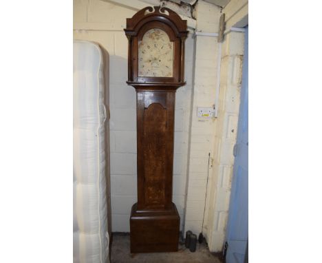 WOOLMER, REEPHAM, A GEORGE III AND LATER OAK LONGCASE CLOCK WITH PAINTED FACE AND 8-DAY MOVEMENT