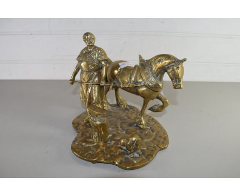 BRASS MODEL OF A BLACKSMITH AND HORSE