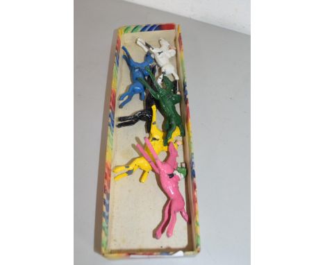 SIX CHAD VALLEY DIE-CAST METAL RACING HORSES WITH JOCKEYS