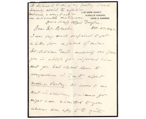 DOUGLAS ALFRED: (1870-1945) English Author & Poet, the intimate friend and lover of Oscar Wilde. A.L.S., Alfred Douglas, two 