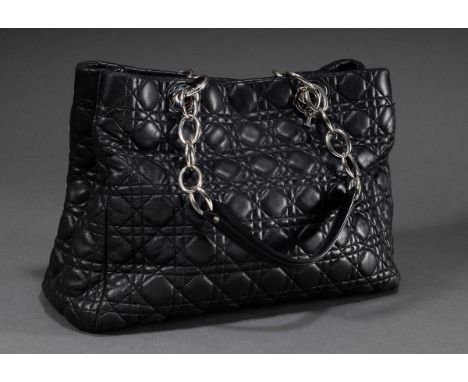 Black Embossed Lambskin Tote Silver Hardware, circa 2010